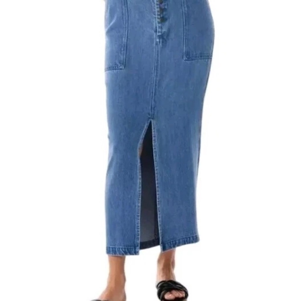 Denim Maxi Skirt YFB Young Fabulous & Broke Size S Front Slit Modal Soft